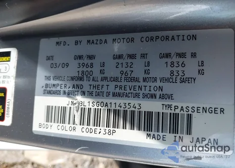 2010 Mazda Mazda3 I Touring from USA, damaged, VIN JM1BL1SG0A1143543